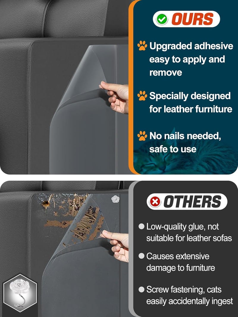 Acostop Cat Scratch Furniture Protector - Specially Designed for Leather Furniture, Easy to Remove Anti-Scratch Couch Protector from Cat, No Pins, 10 Pack - Image 2
